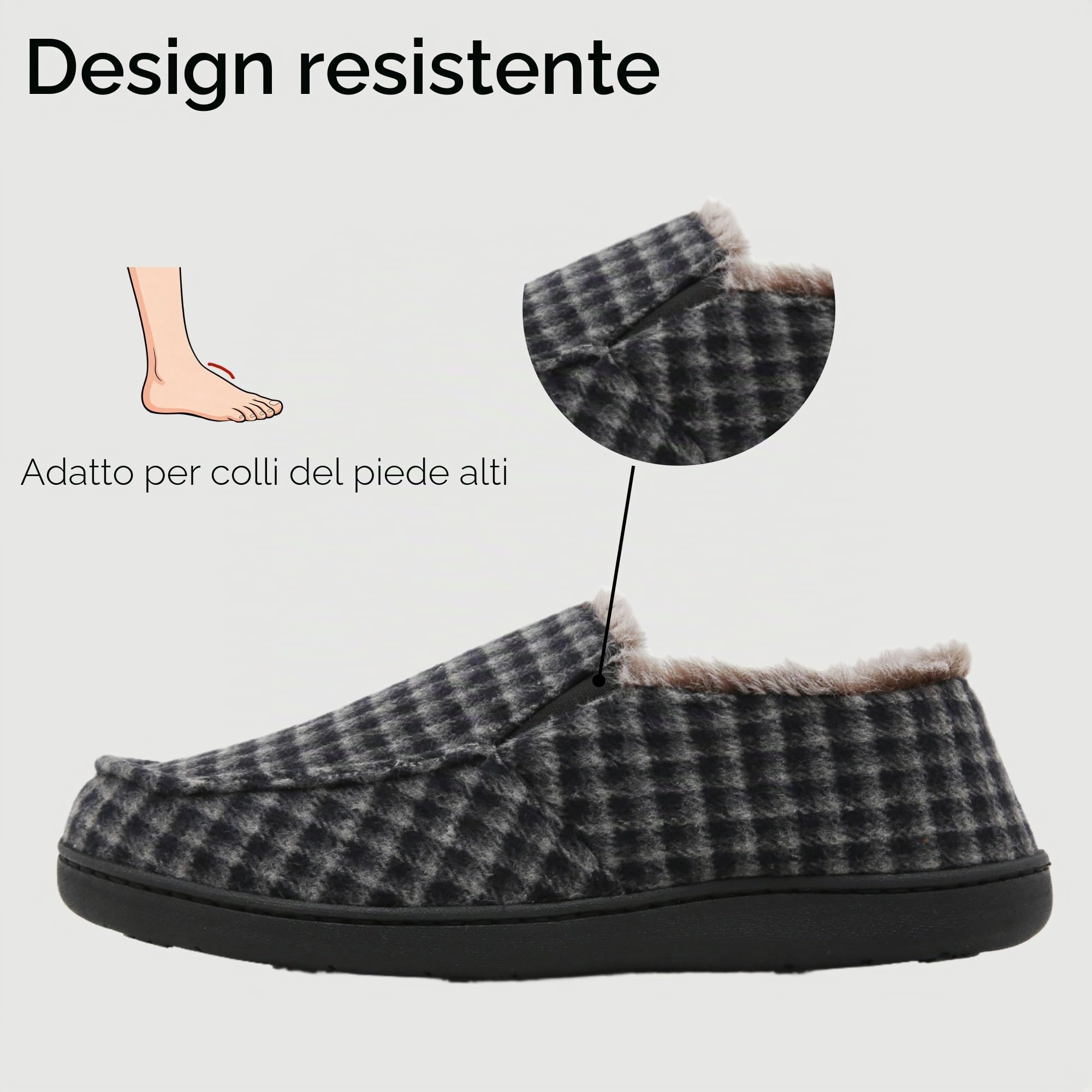 SMajong Comodo Pantofole da Uomo Invernali Chiuse Scarpe da Casa Caldo Pantofole a Mocassino Peluche Ciabatte da Interno a Esterno Gr.40-46