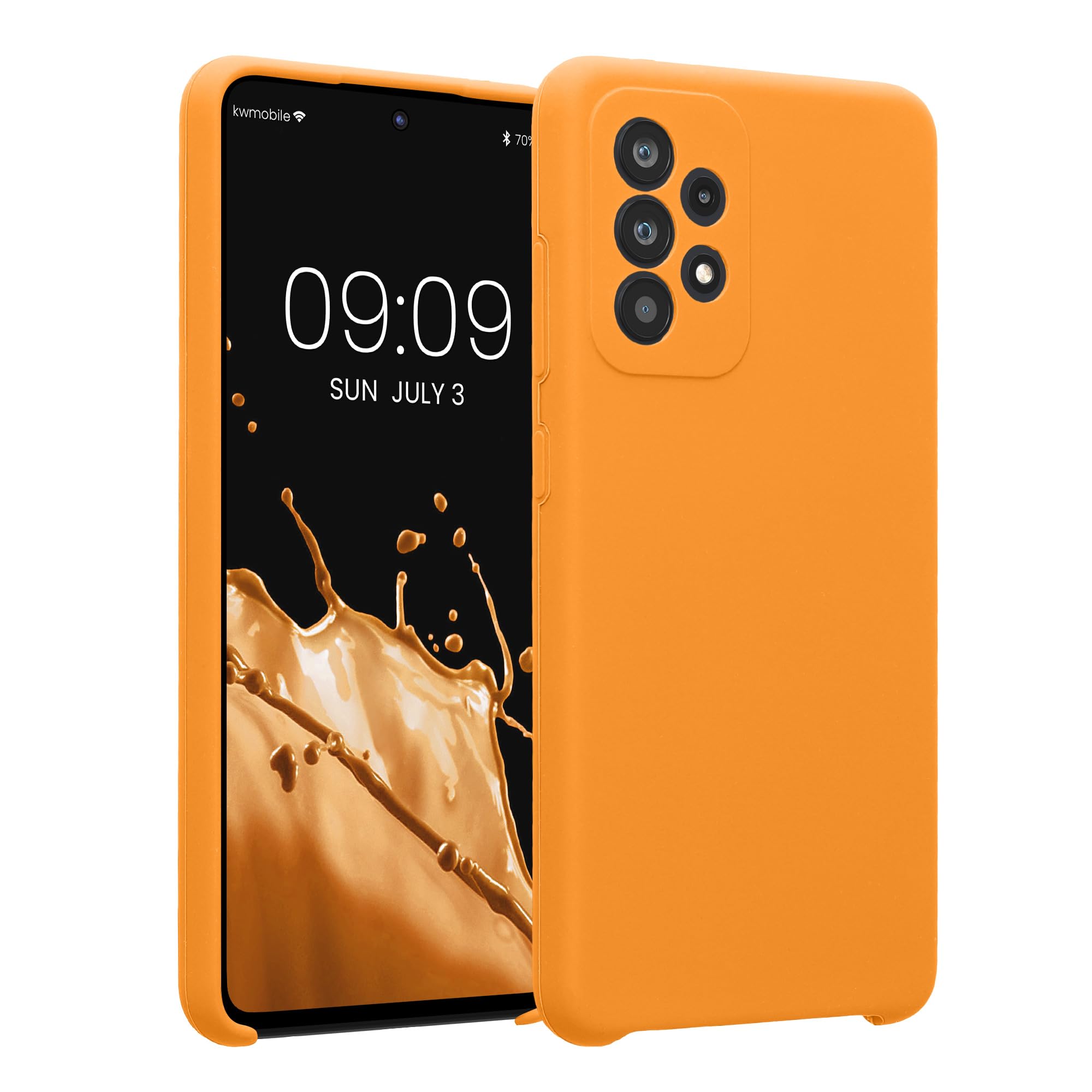 kwmobile スマホケース Samsung Galaxy A52 / A52 5G / A52s 5G対応 ケース - TPU シリコン カバー 耐衝撃 傷防止 - フルーティー オレンジ