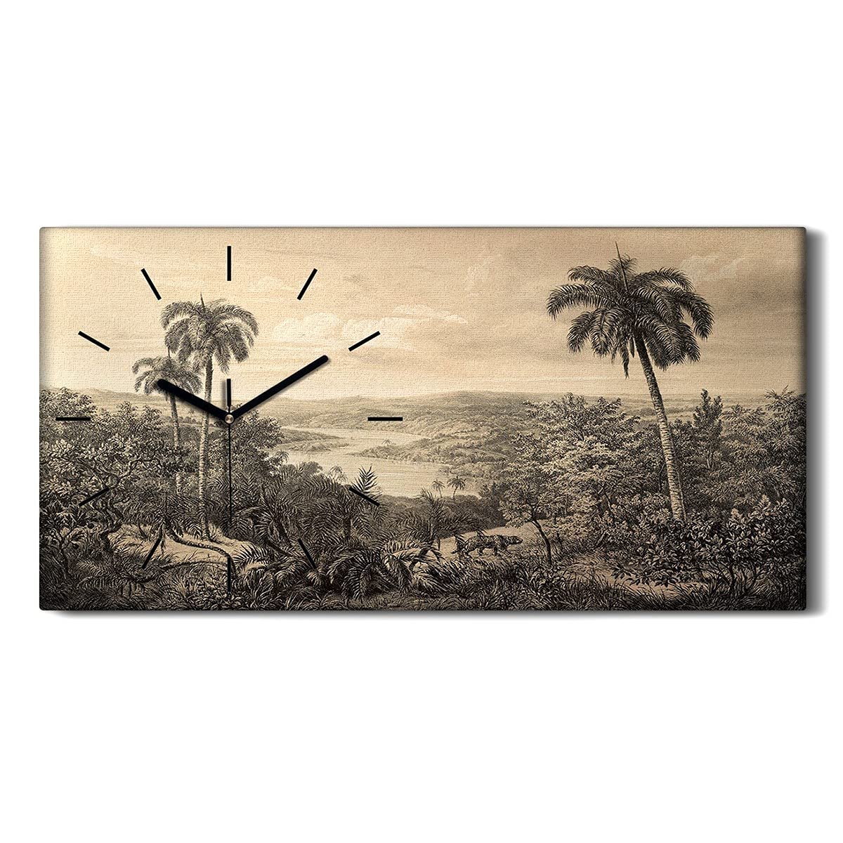 Horloge sur toile art moderne décoration image salon nature campagne 60x30cm