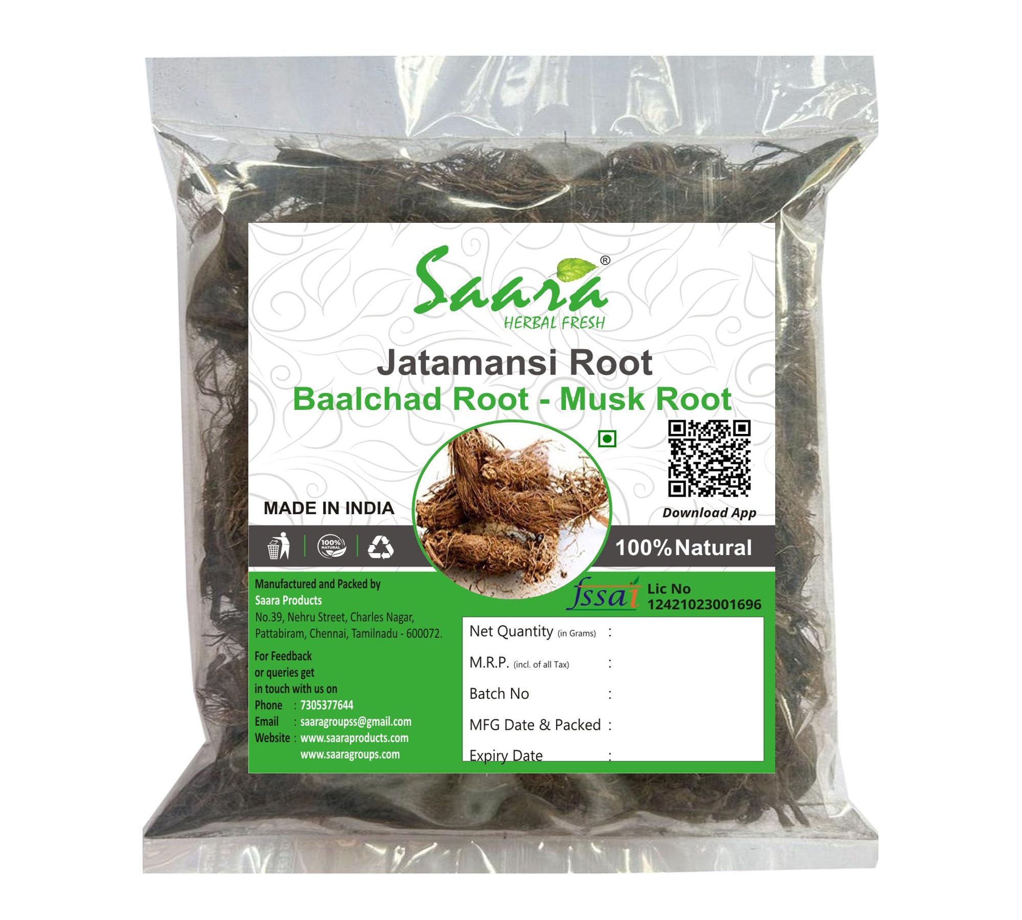 Saara HERBAL FRESH Jatamansi Root, 100g, Musk Root, Nardostachys Jatamansi, Baalchadd, Spikenard, Tapasvini, Nard Indian (pack of 1 x 100g) (B0989ZWWN9) Amazon Price History, Amazon Price Tracker