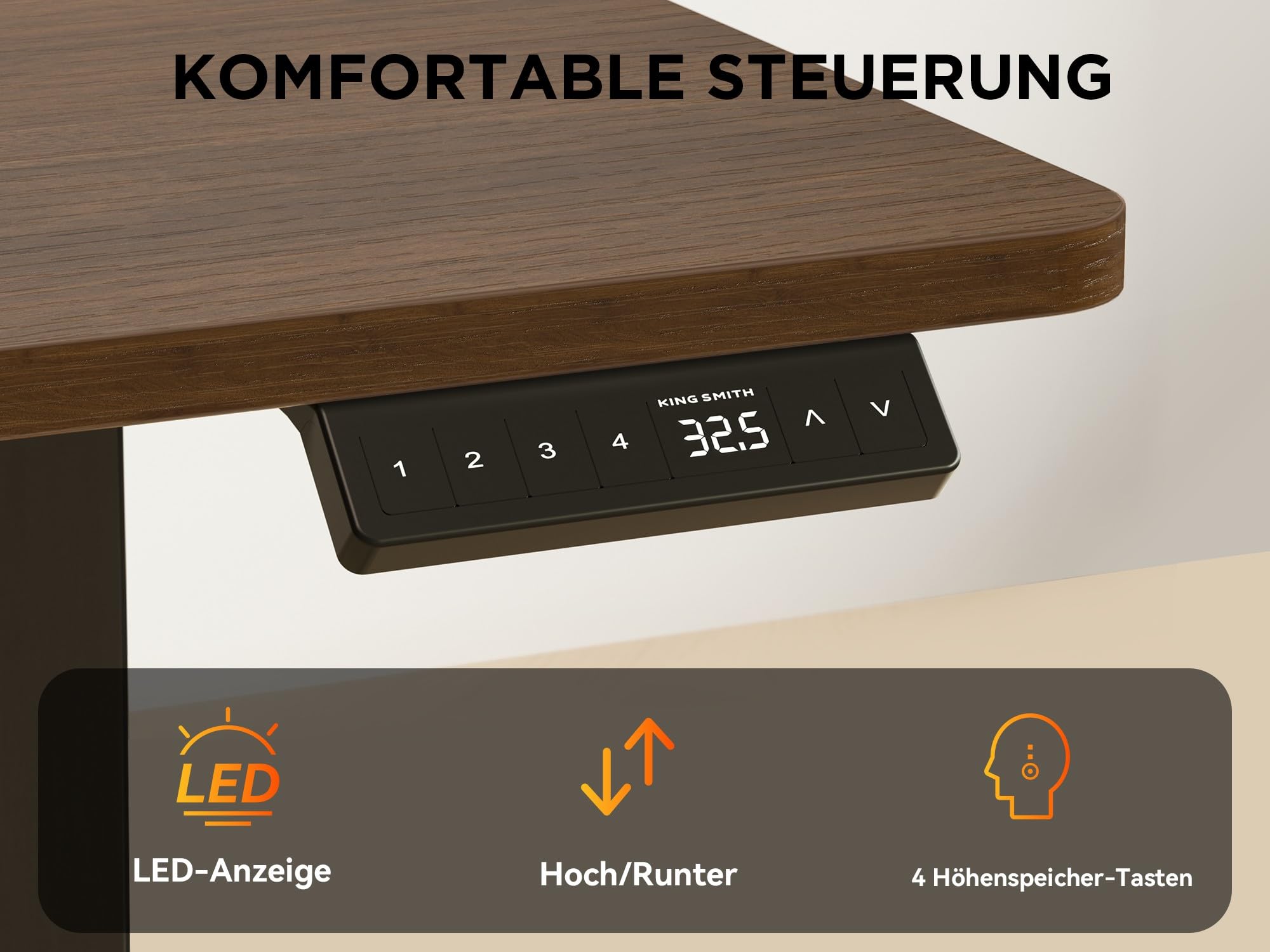 WALKINGDESK Höhenverstellbarer Eckschreibtisch 190 x 150 cm | Elektrischer L-förmiger Schreibtisch, 4 Speicherpositionen, Kabelmanagement, Computertisch für Homeoffice Gaming, Schwarznuss