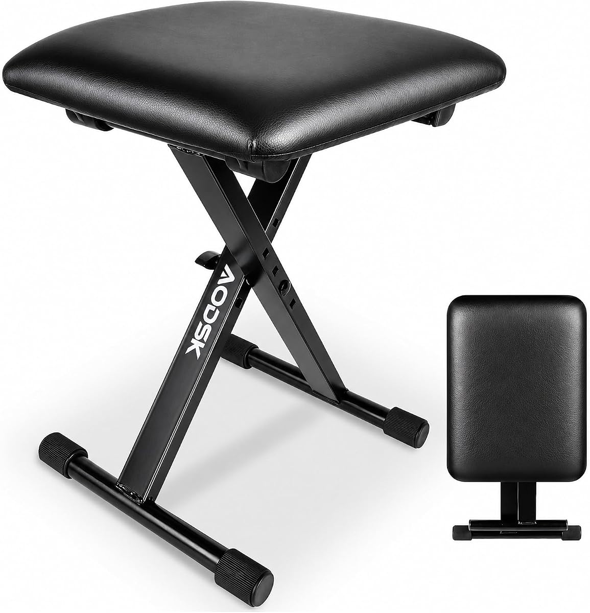 AODSK Keyboard Bench X-Style Cushion Padded,Piano Bench Adjustable Collapsible Stool Chair Seat,Flame Retardant Cotton,Non-Skid Design