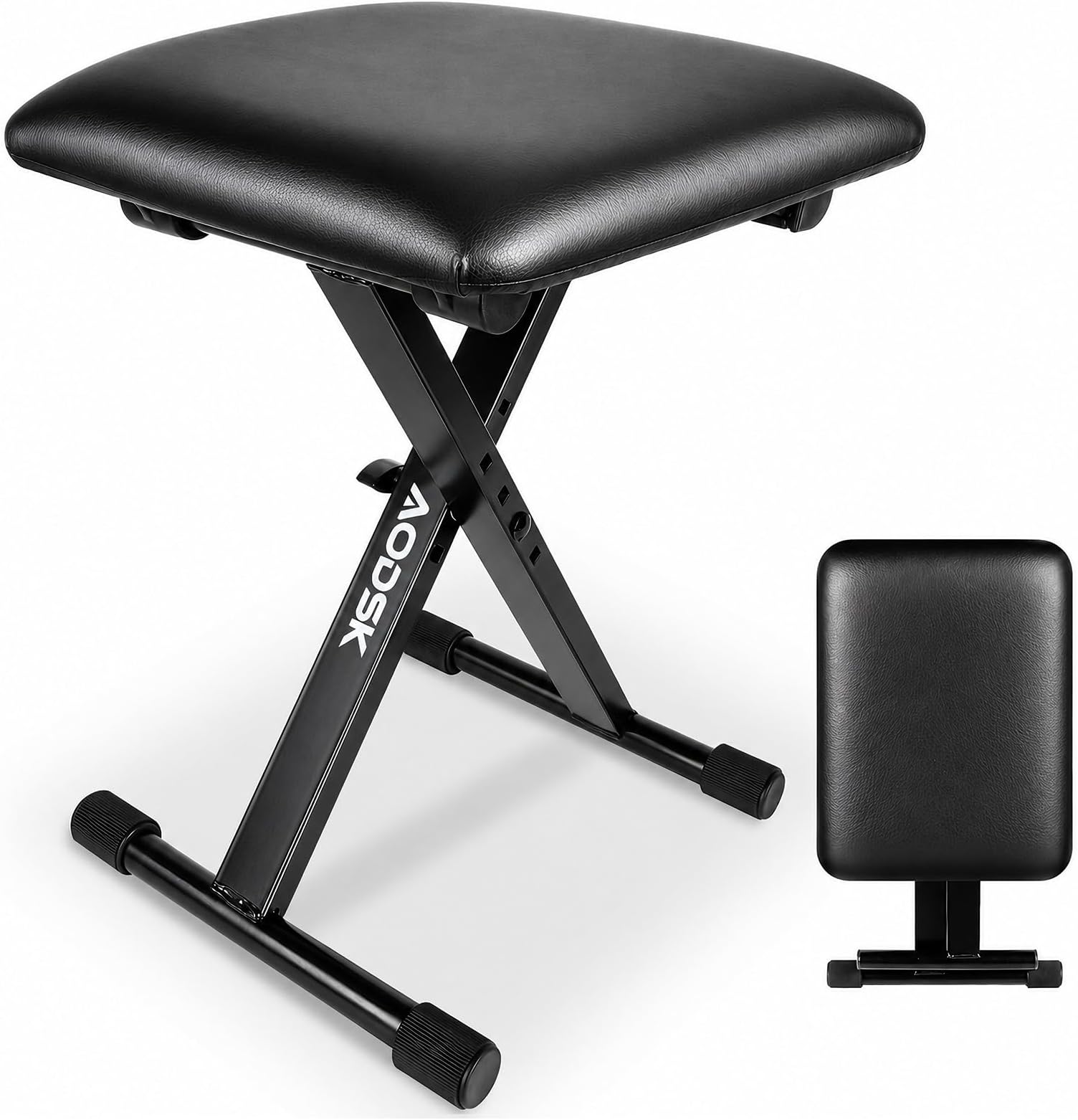 AODSK Keyboard Bench X-Style Cushion Padded,Piano Bench Adjustable Collapsible Stool Chair Seat,Flame Retardant Cotton,Non-Skid Design
