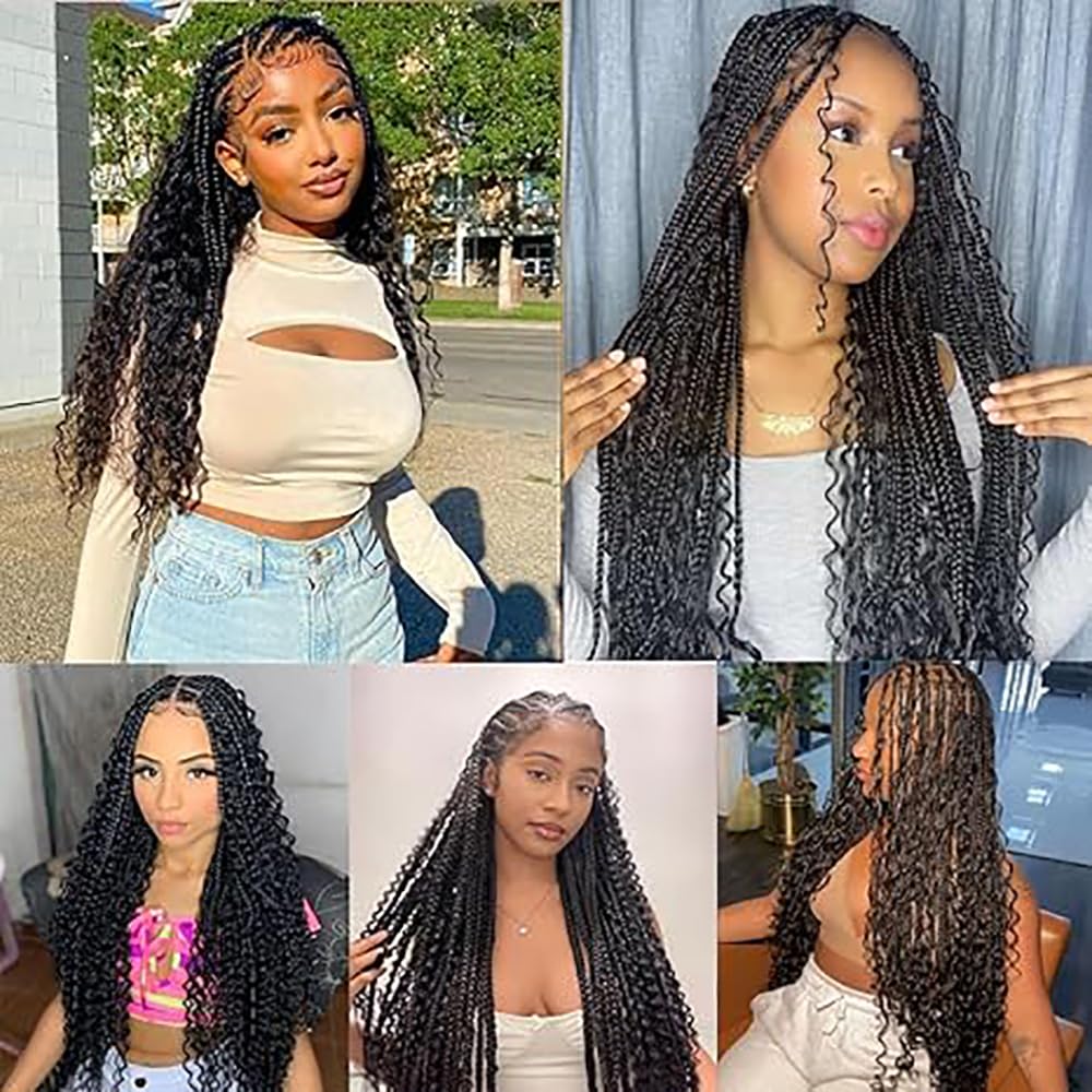 Echthaar Tressen Deep Wave Human Braiding Hair for Boho Braids Natural Black #1B Color Menschliches Haar Human Hair Extensions No Weft Weave 50g/Piece 28 28 28 Zoll