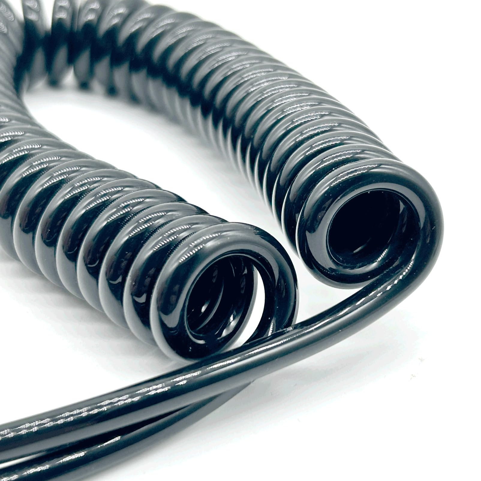 Câble spiralé à 2 conducteurs 18 AWG 0,75 mm², extensible et rétractable, étiré sur 5 mètres, for extérieur rétractable Cordon