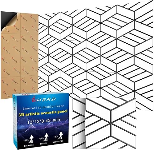 Miniatura 38 de Paquete de 10 paneles insonorizados grandes para pared, 15.7 x 15.7 x 0.4 pulgadas, paneles a prueba de sonido para paredes, 0.9lb/ft³, alta