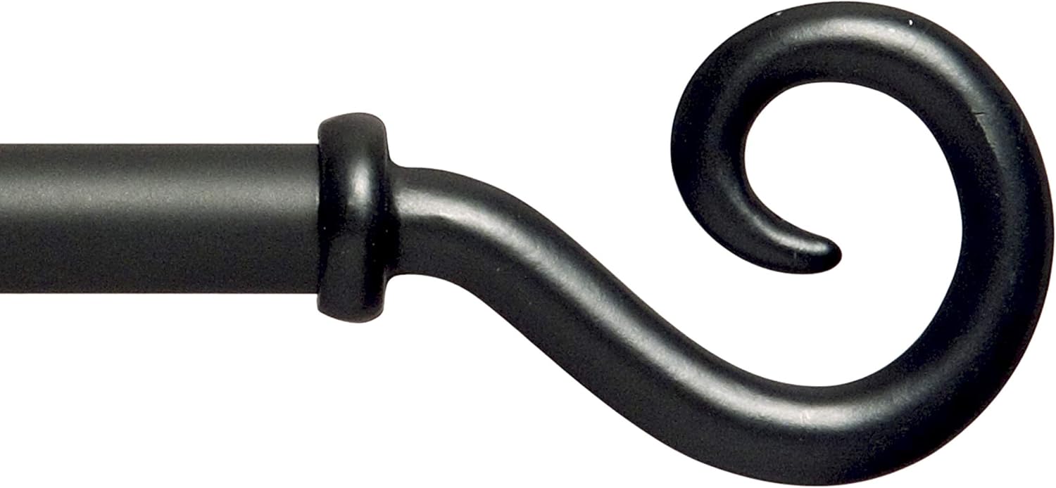 Kenney KN55119 Medieval Hook Petite Café Decorative Window Curtain Rod, 28 to 48-Inch, Black