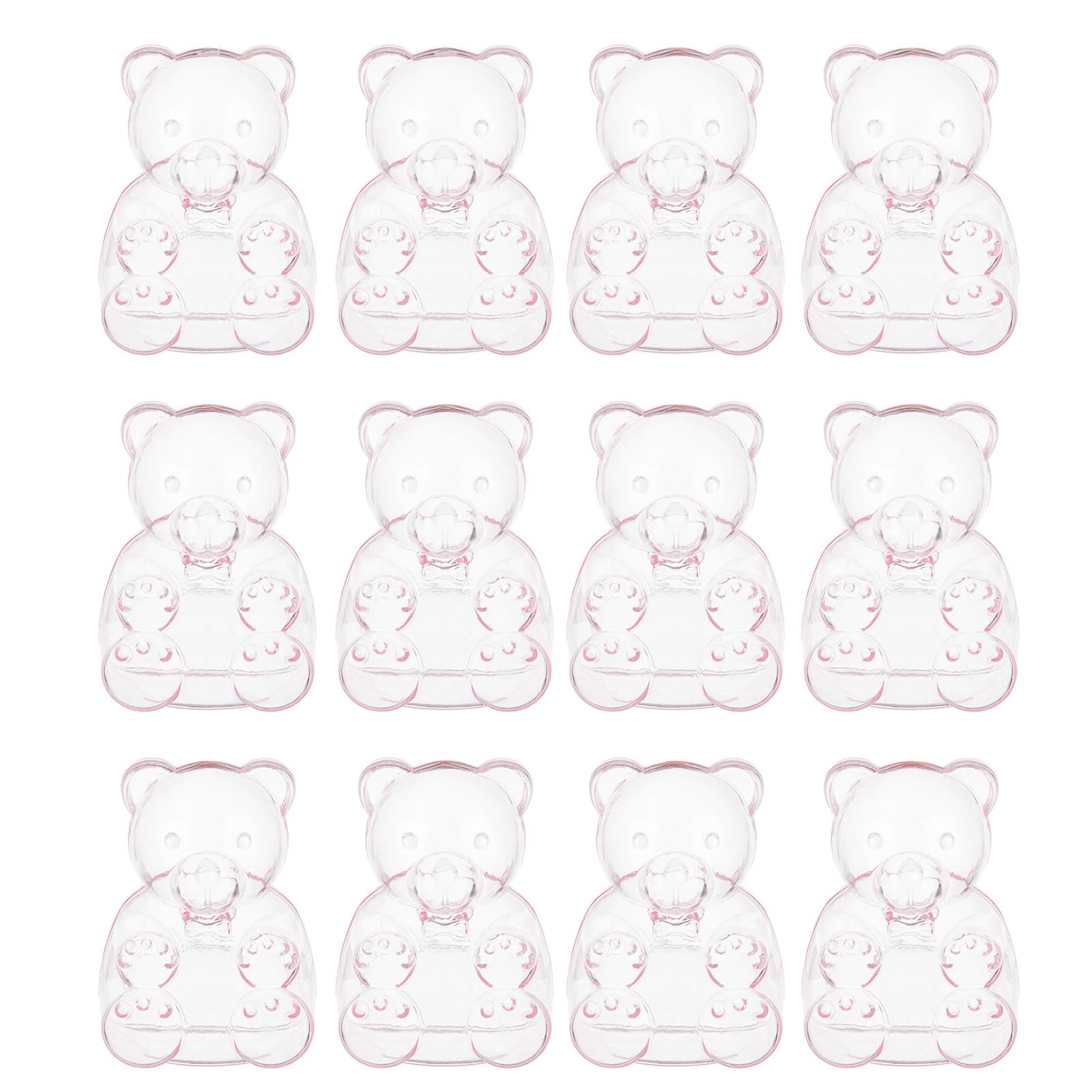 Kalttoy A Of 12 Bear Shaped Sweets Containers Clear Candy Storage Boxes With Lid Transparents Jewelry Packaging Case Gift Containers