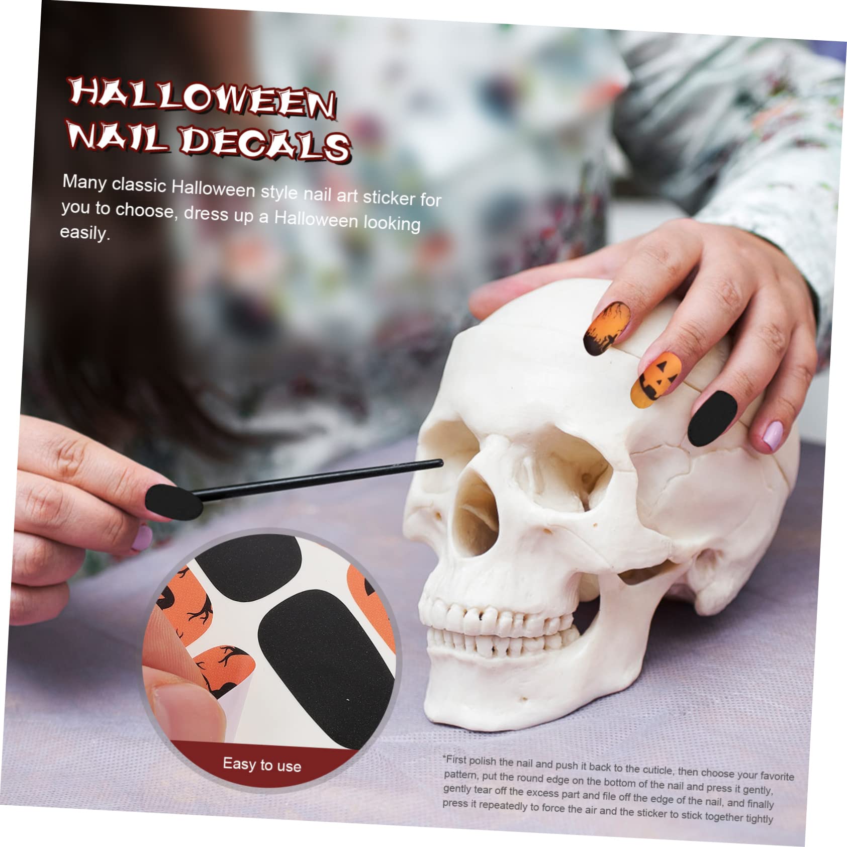 Healeved 5 Set Di Adesivi Per Unghie Per Ragazzi E Ragazze Decalcomanie Per Nail Art Di Halloween Unghie Ragno Gotiche Da Premere Sulle Unghie Corte 4 Fogli * 5