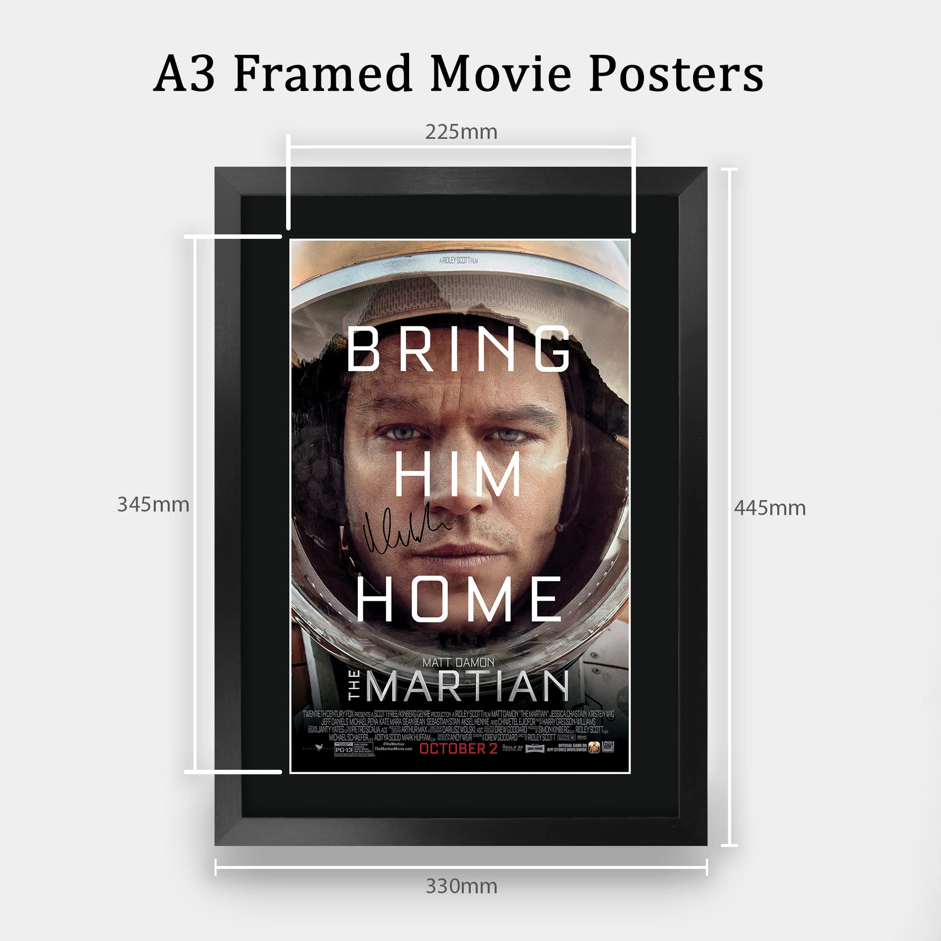 HWC Trading FR A3 The Martian Matt Damon Gifts Printed Poster Signed Autograph Picture for Movie Memorabilia Fans - Image 2