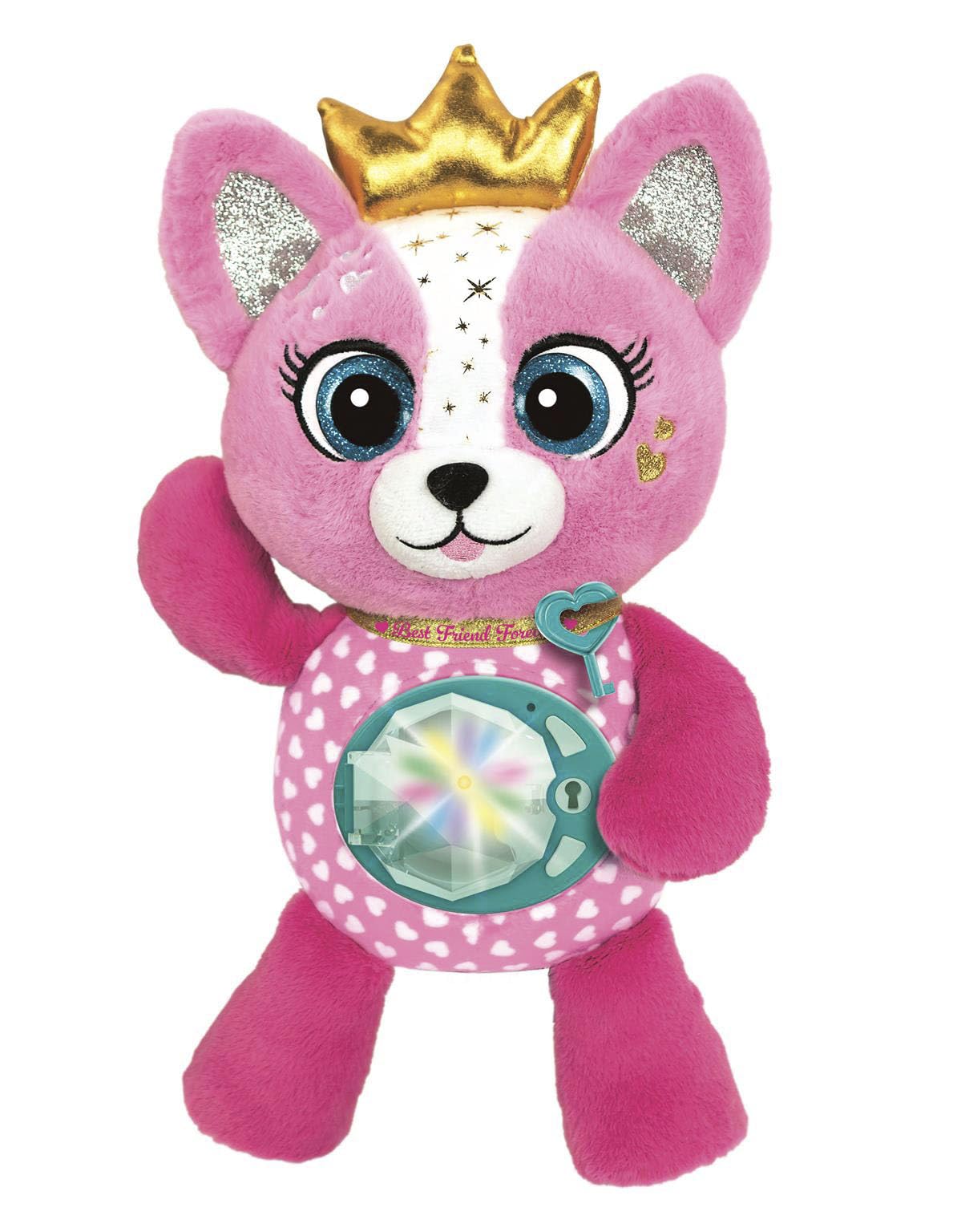 Clementoni - BFF Emy - La Mia Amica dei Segreti, Peluche Interattivo con Modulo Elettronico e Effetti Luminosi, Gioco per Bambini 4-6 Anni per Registrare Messaggi e Nascondere Tesori, 16680