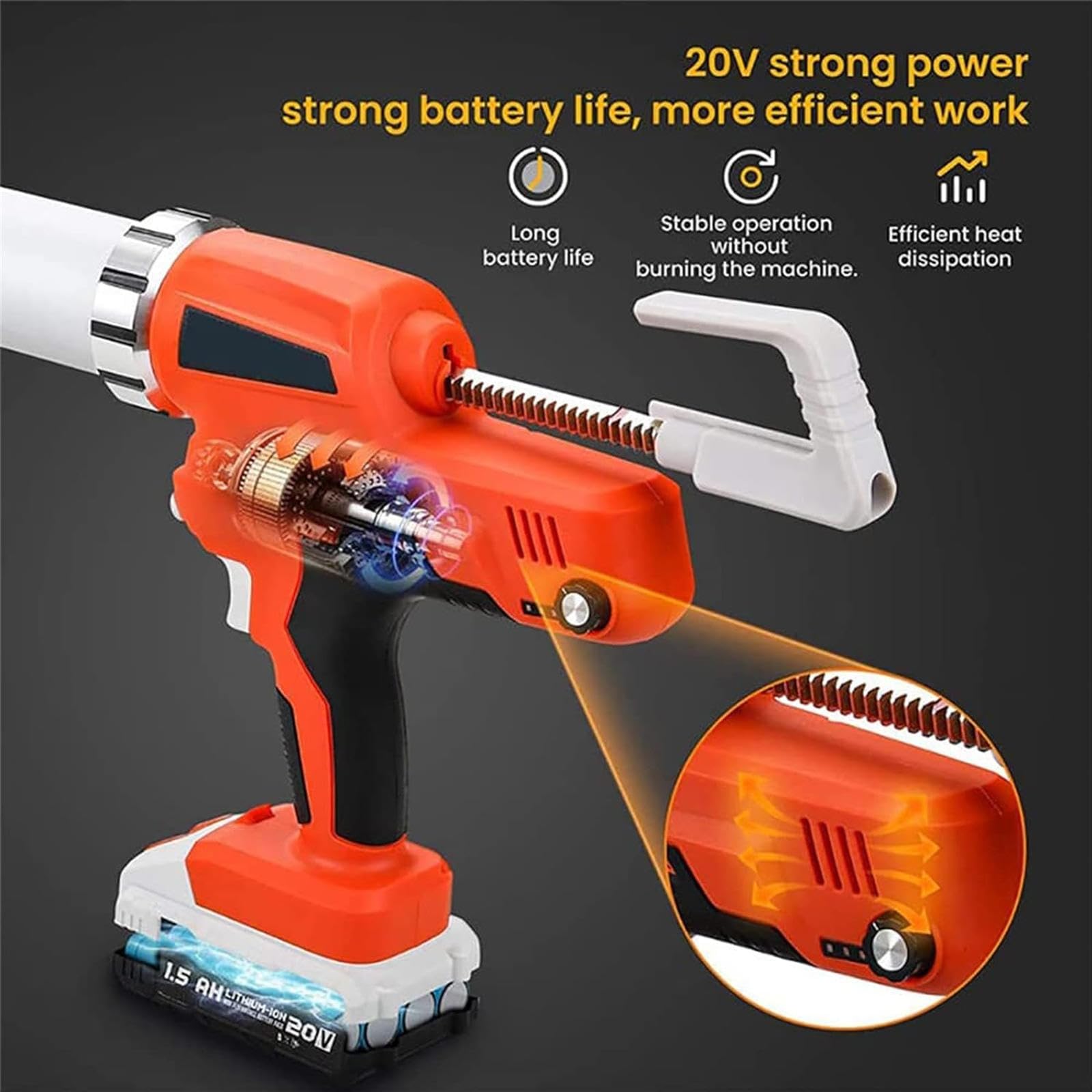 Elektryczny Pistolet Do Uszczelniania, Akumulatorowy Pistolet Do Uszczelniania Kiełbas Z 2 Bateriami Litowymi 21 V, Pistolet Do Klejenia Masy Uszczelniającej Do Uszczelniania, Napełniania I