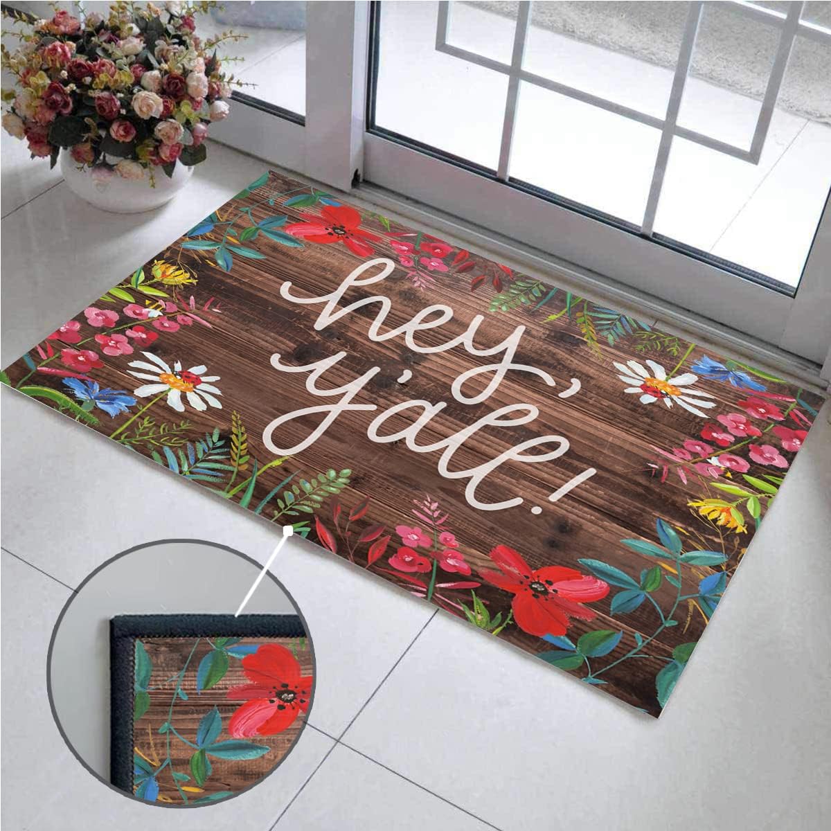 Hey Y'all Low Profile Door Mat for Front Door Inside Door Mats for Home Entrance, Inside Front Door Mat Indoor Doormat for Entryway 30"X18"