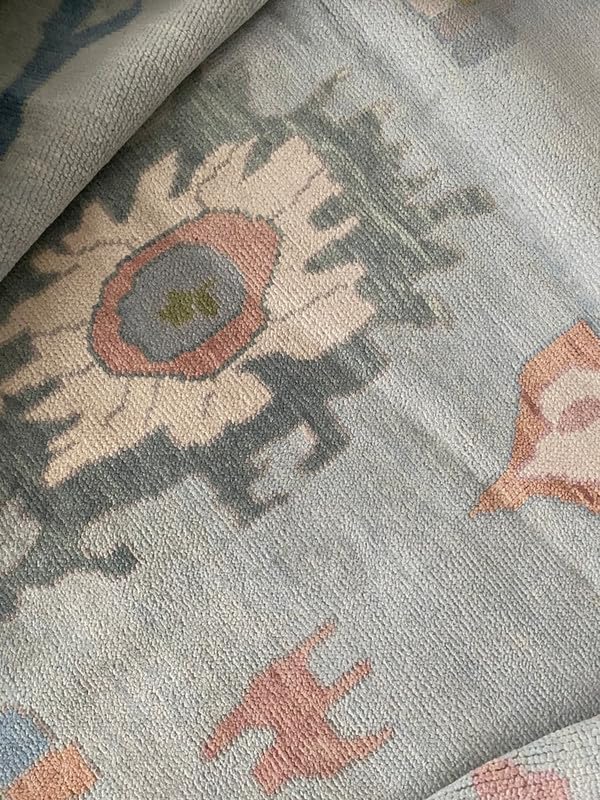 Area Rug Hand Knotted Modern Oushak Rug for Living Room, Dining Room, Office, Bedroom, Hand Knotted Oushak Rug, 7x10 Feet Grey