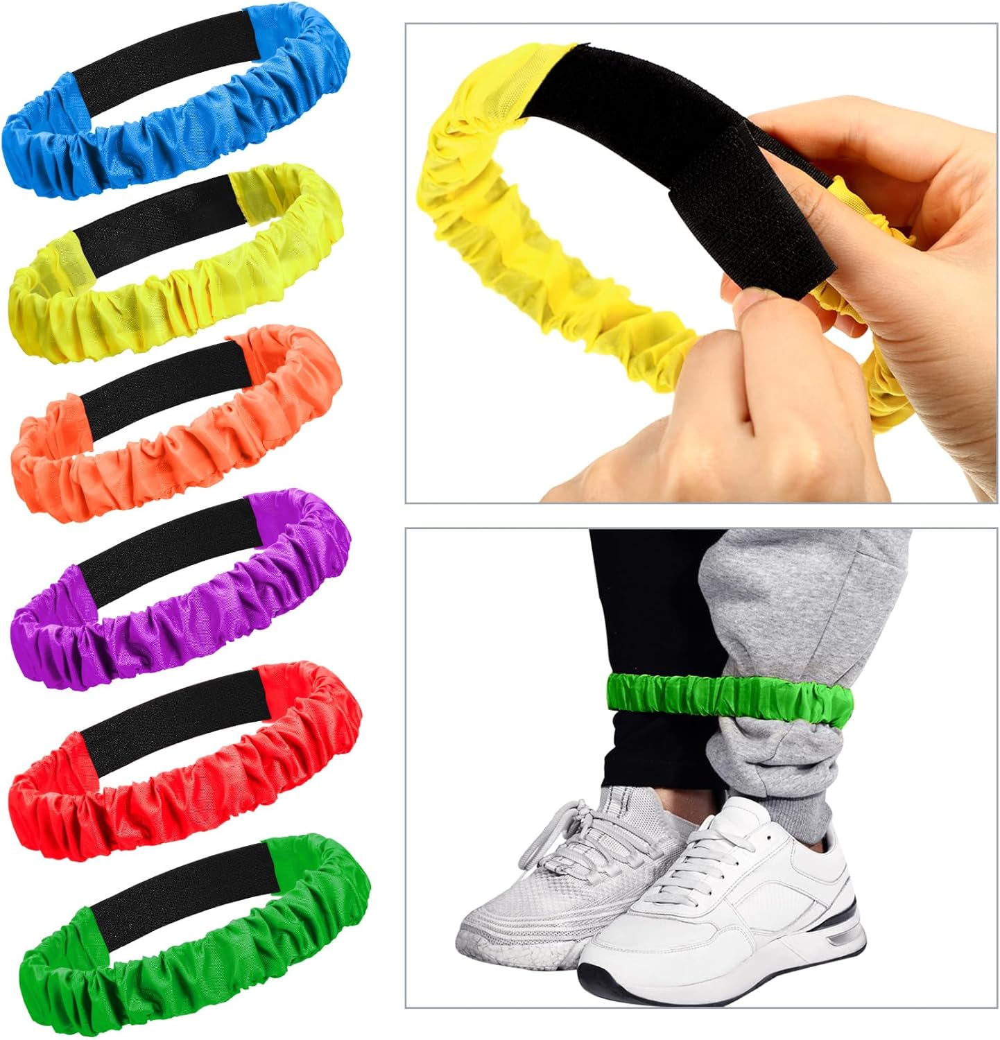 40 Pieces Outdoor Carnival Game Set Includes 6 Potato Sack Race Bags, 6 Egg and Spoon Race Game, 6 Legged Race Bands Egg Hunt Family Gathering Party Favor, 6 Whistles and 10 Medals for The Game