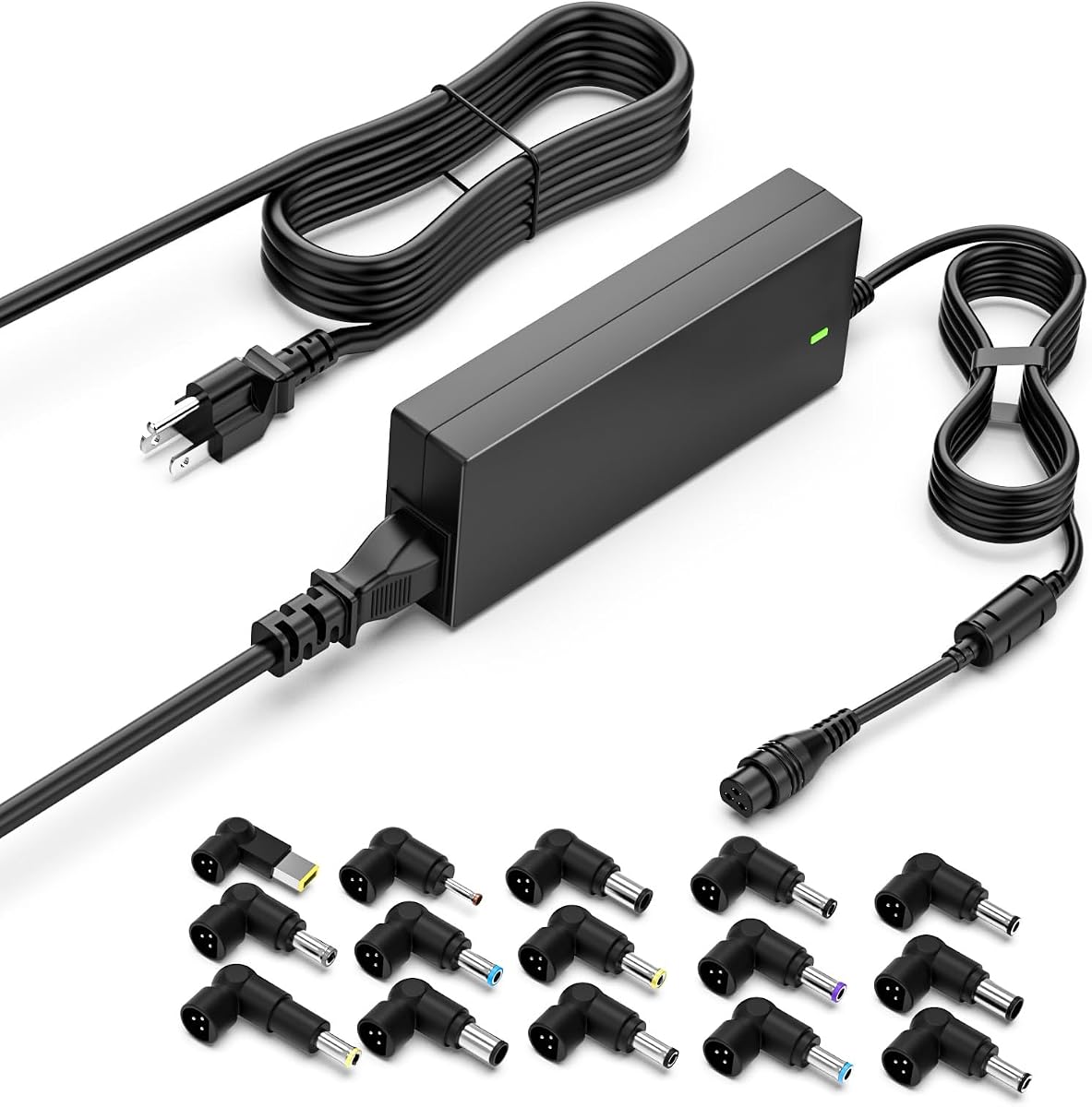 90W Universal Laptop Charger 15 Tips Compatible with HP Dell Lenovo | Check Voltage & Wattage before buy. NO USB-C tips.