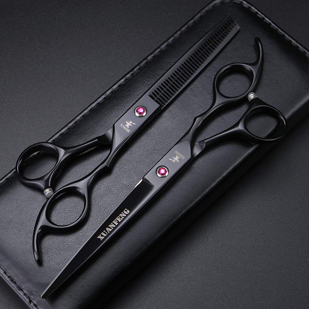 XUANFENG Hairdresser Scissors Set, Professional Hair Scissors and Hairdressing Thinning Shear Kit for Salon, Barber or Home Use Pet Sharp