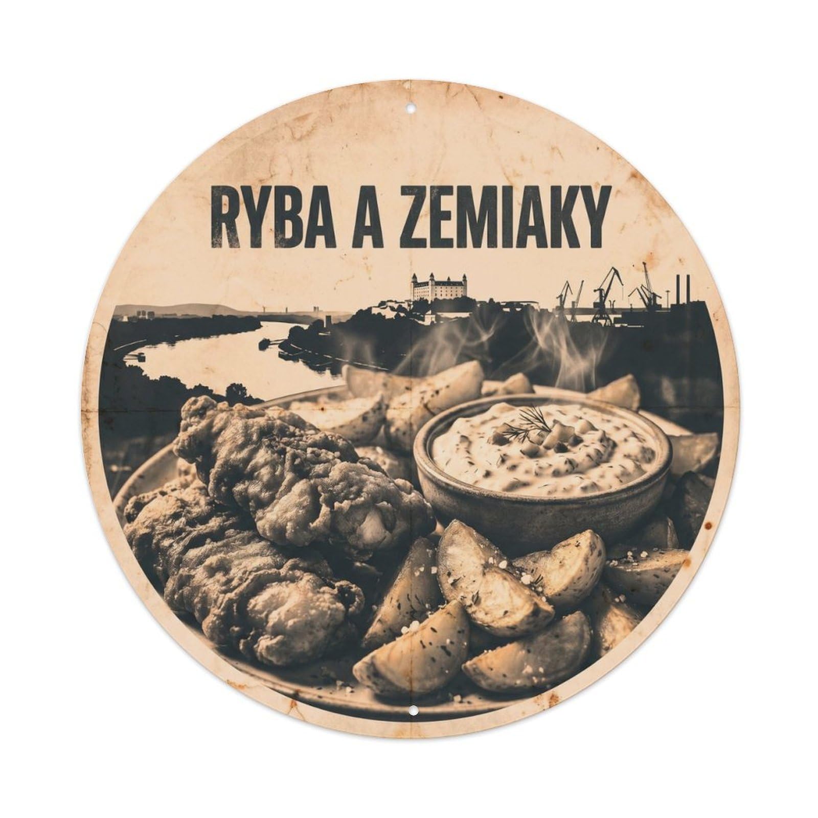 Slovakia Fish And Chips Vintage Seafood Culture Metal Tin Sign