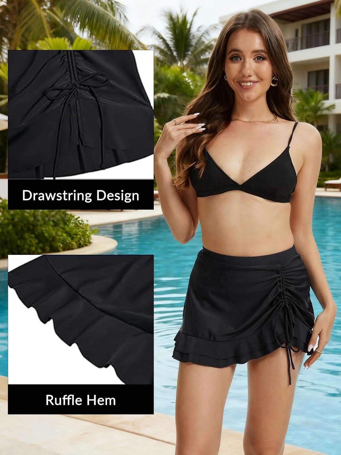 Women's Swim Skirts,High Waisted Bathing Suit Swimsuit with Built-in Brief - Image 5