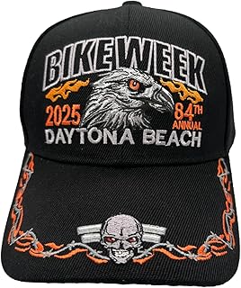 2025 Bike Week Daytona Beach Barbwire Eagle Hat Black