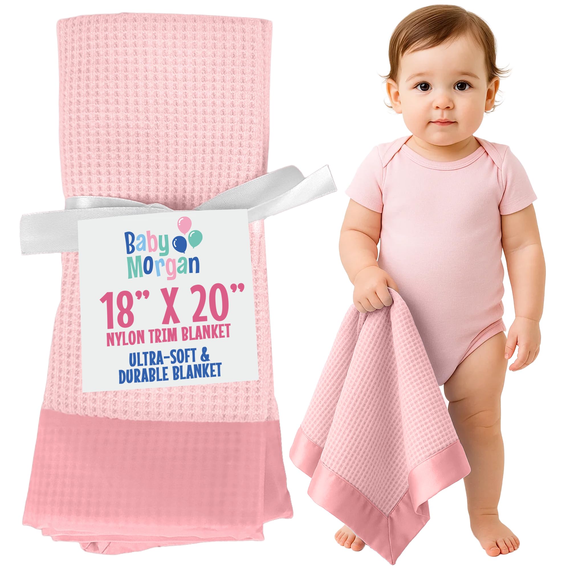 Baby Morgan Thermal Waffle Knit Baby Blanket - Soft Breathable Mini Blanket for Newborns and Infants - Toddler Blankey for Strollers, Travel, Naptime,