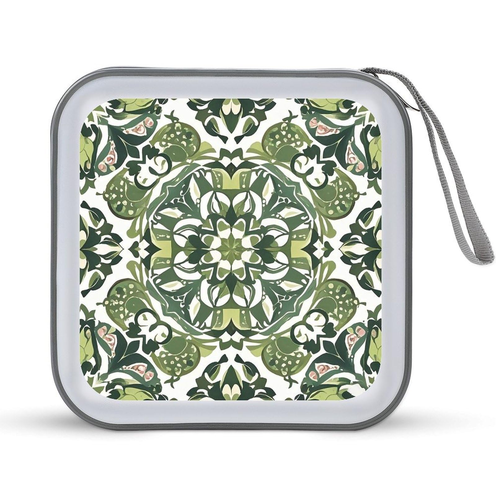 Carpeta de almacenamiento para 40 DVD portátil con patrón verde decorativo