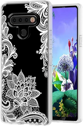 Funda de teléfono para LG K51, para LG Reflect Case, para LG Q51 funda para niñas y mujeres, delgada a prueba de golpes, patrón floral transparente,