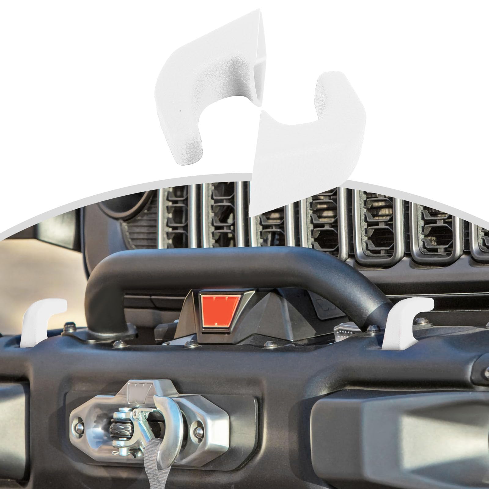 CheroCar Bumper Tow Hook Covers Tow Hook Protector External Accessories for Jeep Wrangler JK JL,for Jeep Gladiator TJ,White……