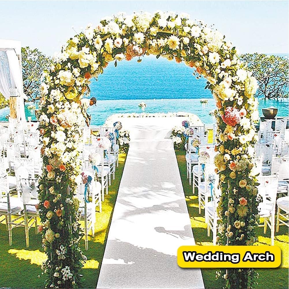 Heavy Duty Metal Garden Arch Trellis for Climbing Plants, Outdoor Pergola Arbor for Weddings, Parties & Ceremonies, Sturdy Support Stand, White (260x230x40cm)