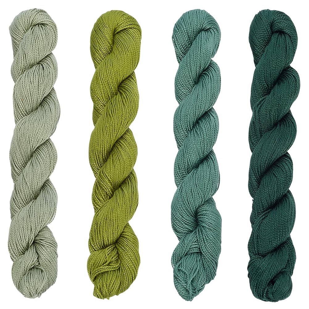 FREEBLOSS 4 Pcs Sashiko Thread Sashiko Skein 100M * 4 Colors Pure Cotton Embroidery Thread Japanese Sewing Threads Quilting and Embroidery Kit Supplies, Dark Green