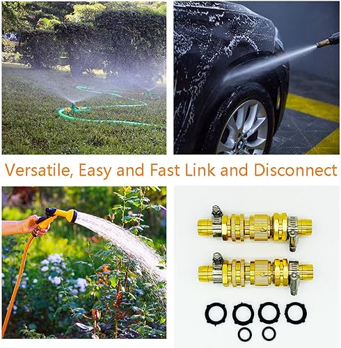 Miniatura 5 de 2 conectores de manguera de jardín de 34 pulgadas y 58 pulgadas, accesorios de manguera de jardín, kit de reparación de extremo con abrazadera de