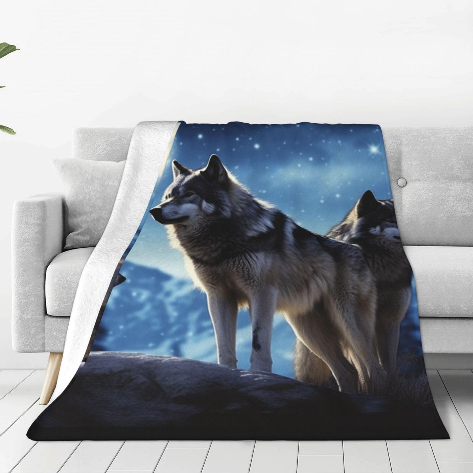 KLOPH Wolfs Throw Blanket 40"x30" Flannel Fluffy Warm Blanket for Couch, Reversible Plush Blankets for Bed, Comfy Fuzzy Blanket for Sofa, Plush Lightweight-Blankets for All Season