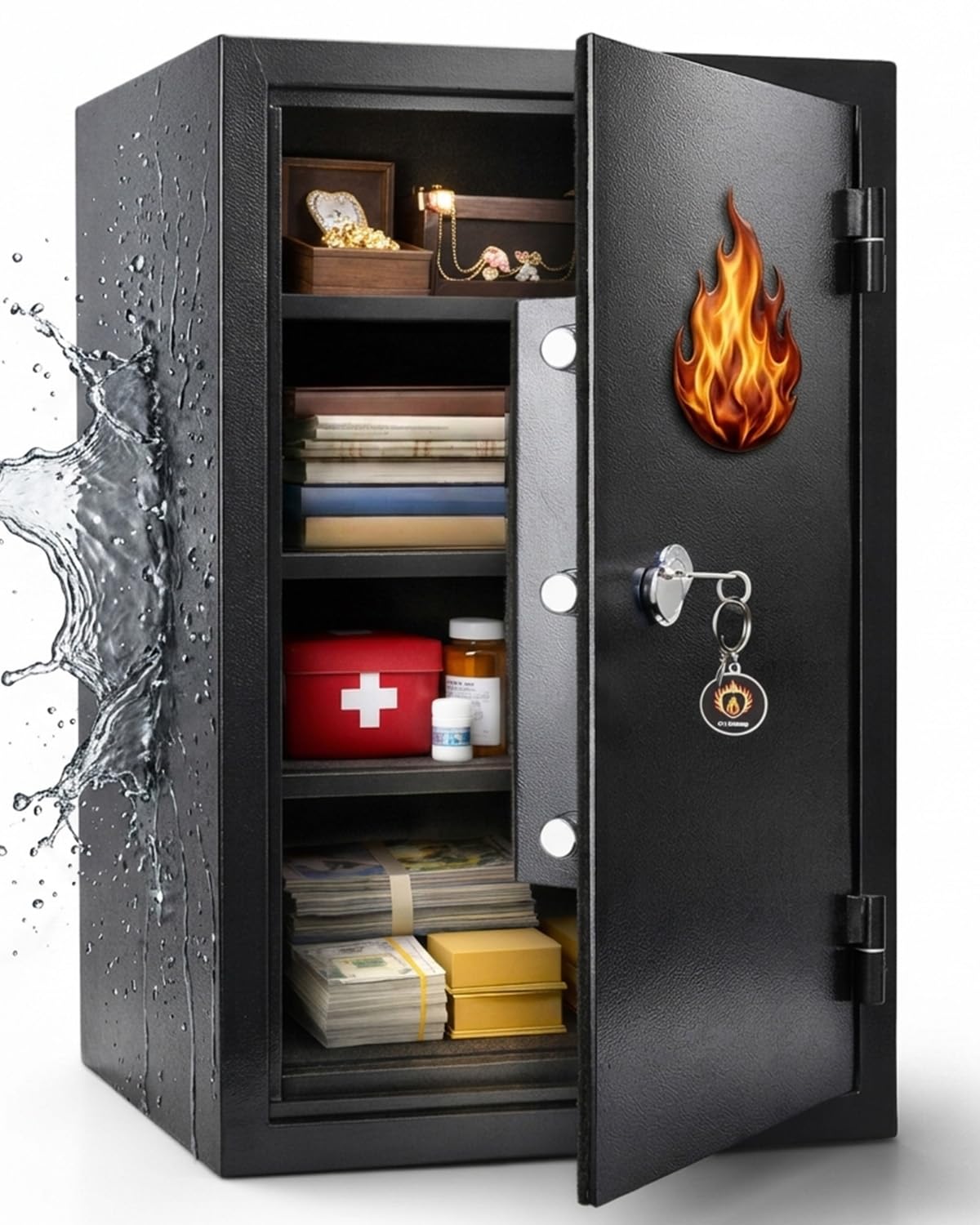 Photo 1 of [???? ???] ??-??? Fireproof Safe for Home, 23.69'' Tall Home Safes Water and Fireproof with Mechanical Lock, Removable Shelf, 1700°F Fire Safe for Money, Documents, Office Files, Valuables