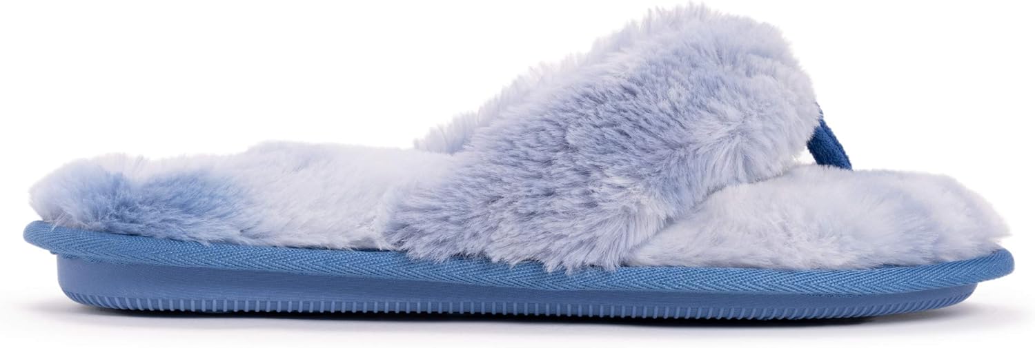 MUK LUKS Women's Maren Thong Slipper Large Blue Cloudy Sky image 6 of 9 B08SJ3XNR8