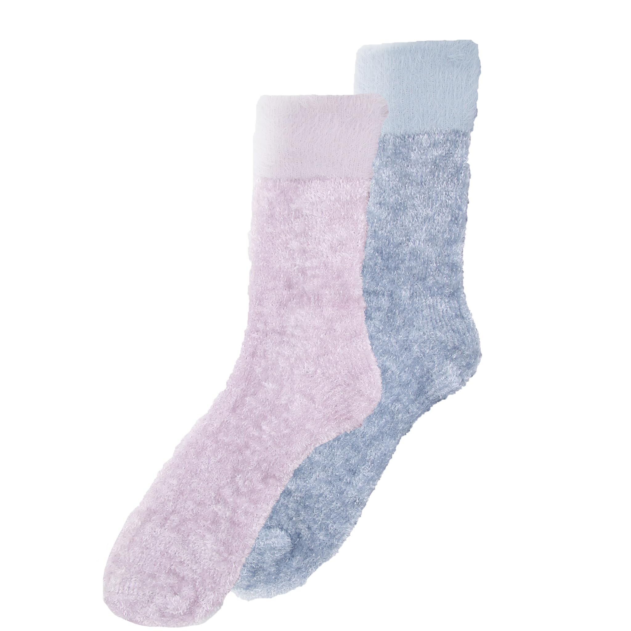 Heat Machine Women's Frosted Lilac 2 Pair Chenille Cosy Socks – Soft Fluffy Lounge Bed Socks Gift Set Stay-Up Cuffs (Uk, Numeric, 4, 8, Regular, Regular, )