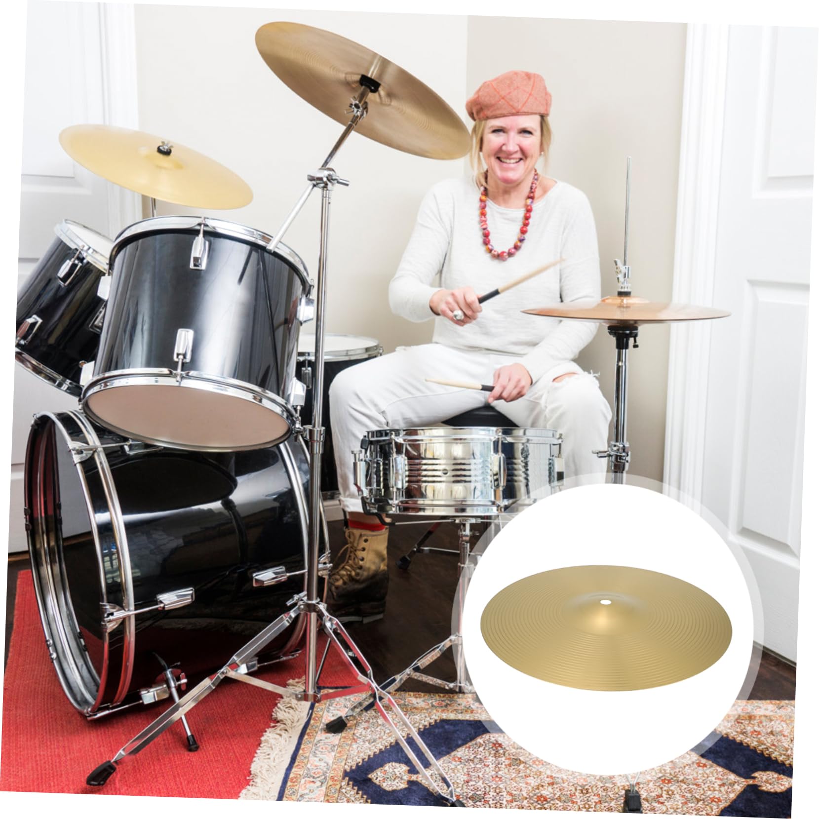 GOOHOCHY 12 Inch Jazz Drum Cymbal Stand Part Brass Percussion Accessory for Drum Kit