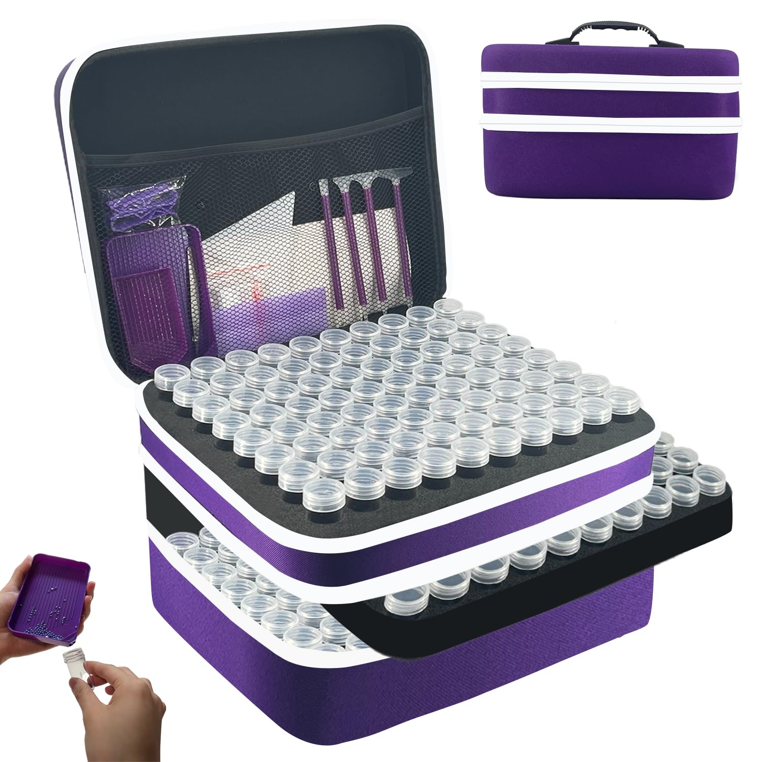 LIRUNQIU Diamond Painting Storage Containers, 240 Slots Diamond Painting Accessories and Tools for Diamond Art Organizer Case