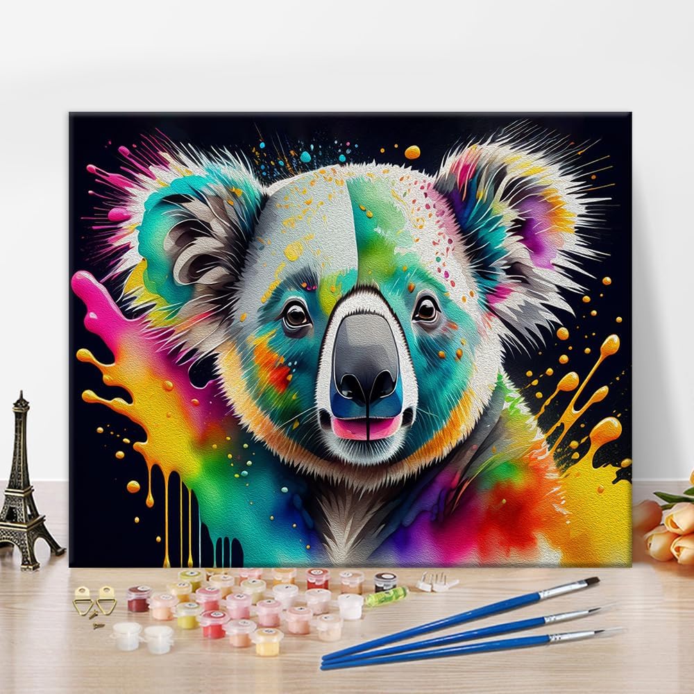 Paint by Numbers Koala, Animal Watercolor DIY Painting by