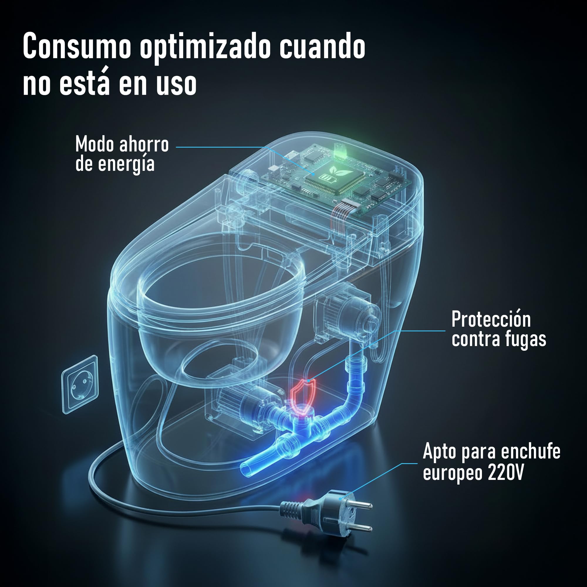 Inodoro Inteligente Estilo Japonés | 680x390x490 mm | WC con Bidet Integrado, Asiento Calefactable, Agua Caliente y Secado, Sensor, Control Remoto y Tapa Automática, Sin Depósito (Blanco | 1C)