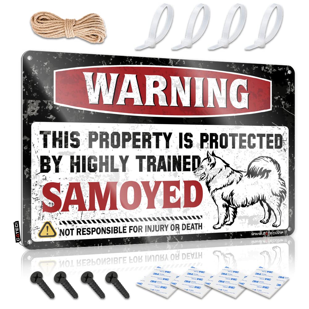 Warning This Property Is Protected By A Highly Trained Samoyed Preppy Fun - Decorations Haves Hanging Wall Decor(30X40CM)