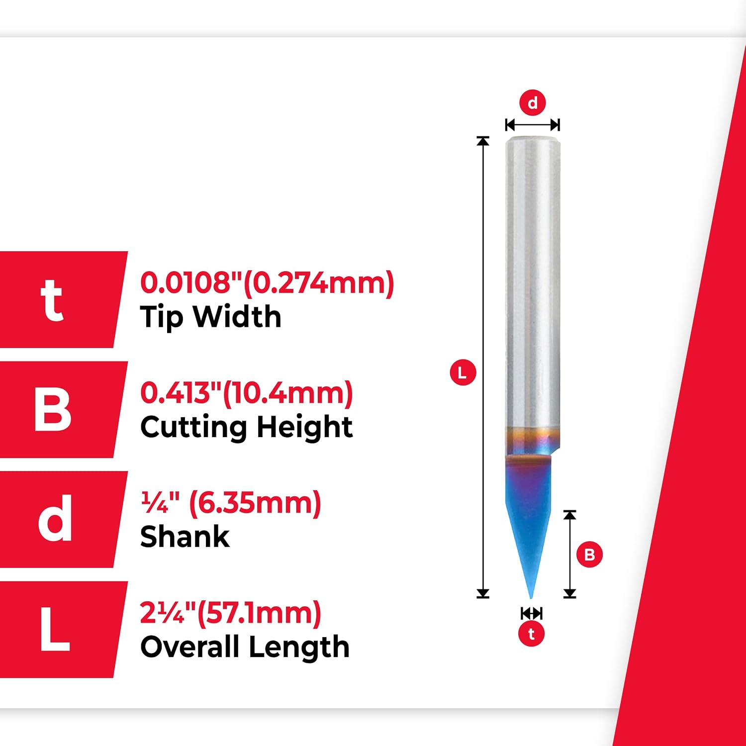 Amana Tool 45620-K Solid Carbide Spektra Extreme Tool Life Coated 30 Degree Engraving 0.0108 Tip Width x 1/4 SHK x 2 Inch Long Signmaking Router Bit
