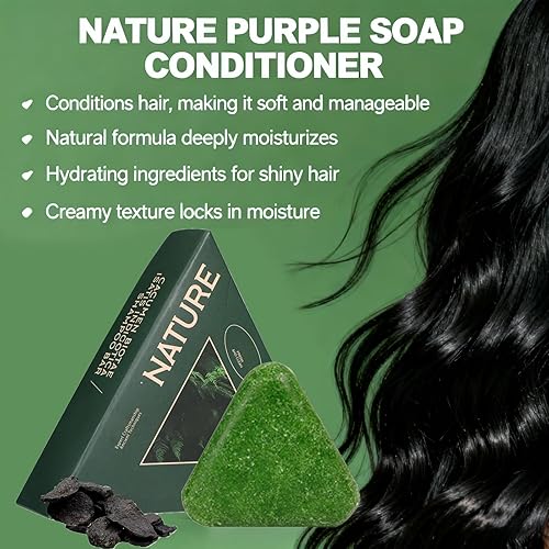 Miniatura 2 de Nature Triangle Barra de champú, champú de jabón verde Nature Seve, barra de hierba Usman, calmante y fortalece el cabello para mujeres y hombres (2