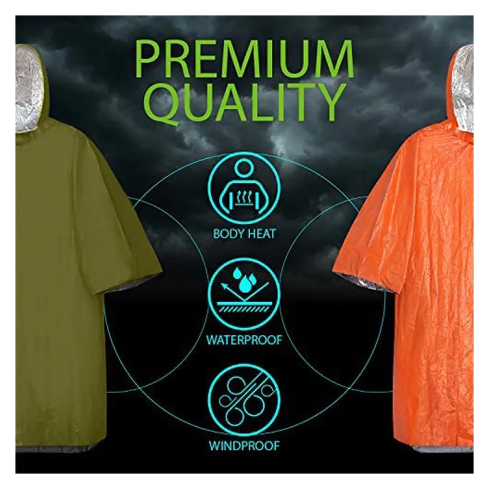 Genérico Poncho de Lluvia Supervivencia Térmico Impermeable Manta Espacial