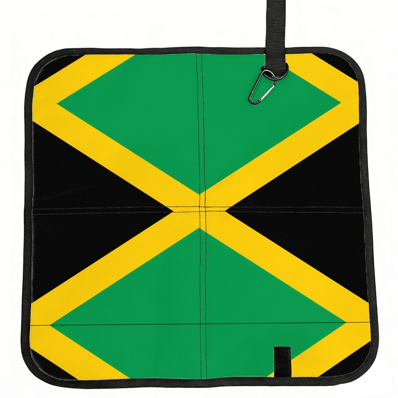 WZYCWB Flag of Jamaica Foldable Seating Cushion with Carabiner - Stadium Mat for Camping, Hiking and Outdoor Activities