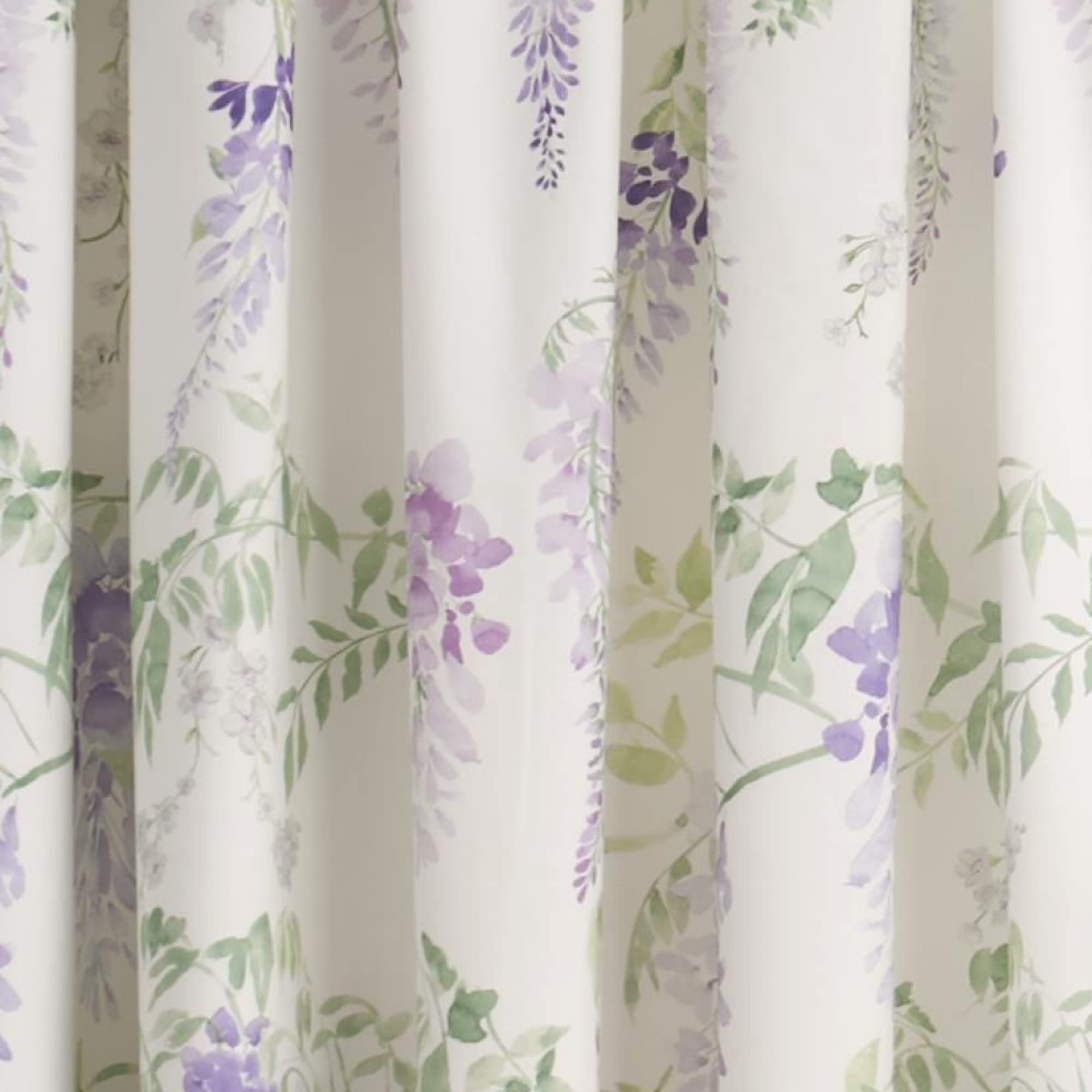 Dreams & Drapes Pencil Pleat Curtains, Wisteria Purple, W66 x L72 (168 x 183cm), Botanical Floral Design, 2 Panels - Image 4