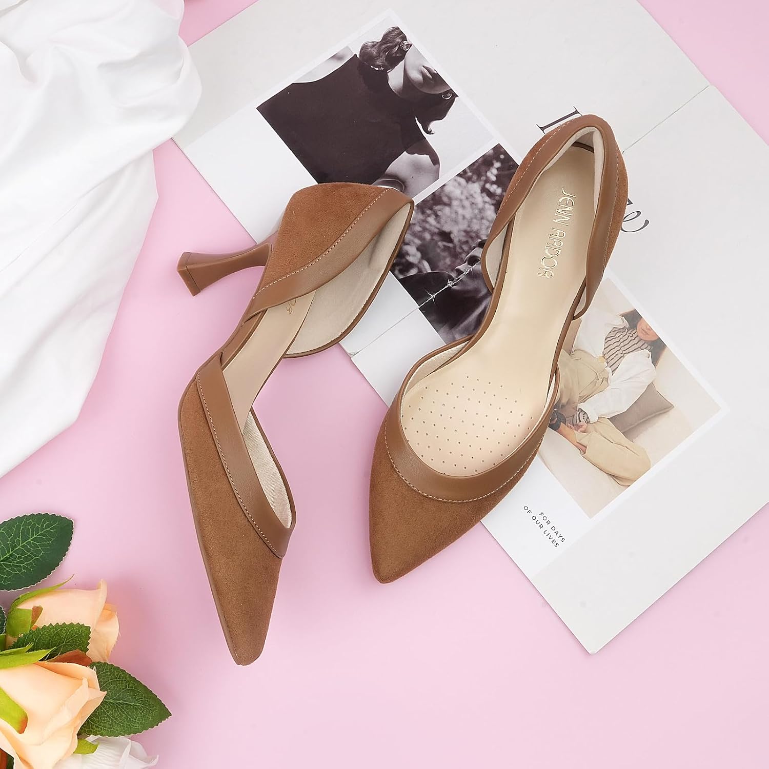 JENN ARDOR Women's Pumps Low Heels Pointed Closed Toe Kitten Dress Shoes for Women Comfortable Stiletto Heeled Sandals Classic Wedding Party D'Orsay Work Pumps - Image 4