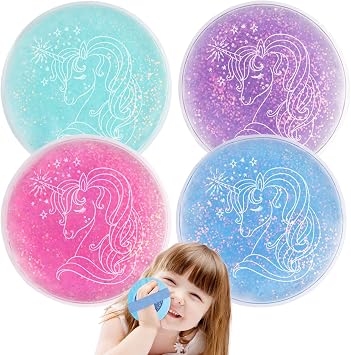 Hilph Kids Ice Pack for Boo Boos, 4 Cute Unicorn Gel Ice Pack with 1 Sleeve
