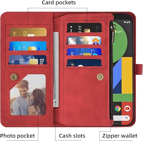 Miniatura 3 de Asuwish Funda para teléfono para Google Pixel 4 XL con protector de pantalla de vidrio templado, correa cruzada para la muñeca, patrón de tapa de