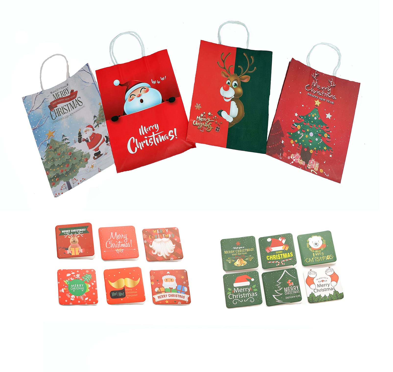 Amazon.co.jp: クリスマス ラッピング 袋 紙袋 12枚セット マチあり 