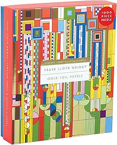 Galison Frank Lloyd Wright Saguaro Forms and Cactus Flowers Gold Foil Puzzle, 1,000 Pieces, 20”x27” – Fun, Relaxing and Challenging – Gold Foil Added to Image Brings New Flavor to Iconic Piece of Art